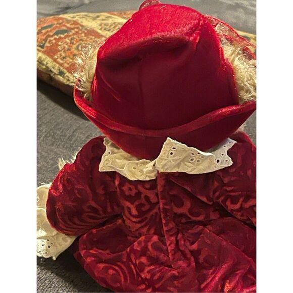 Russ Berrie Red Tan White Alexandra Velvet Dress Stuffed Teddy Bear Plush 12" - Picture 15 of 15